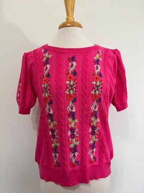 CiCiBird Womens Short Sleeve Sweater Embroidered Pullover Cable Knit Summer Top